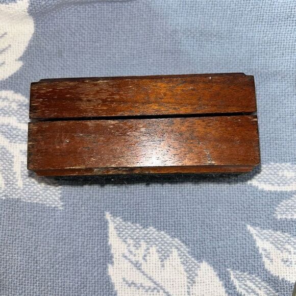VINTAGE Handmade Hinged Wooden Jewelry Trinket Box - Picture 2 of 7